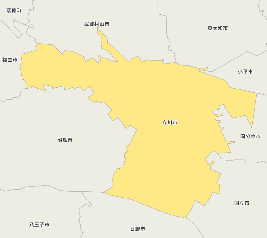 立川市と周辺自治体地図